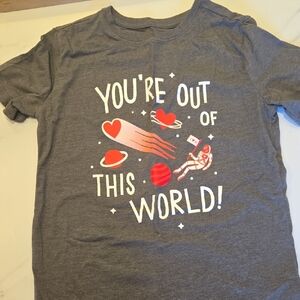 Cat & Jack Gray Tee with Red Space Graphic - "You're Out of This World!"